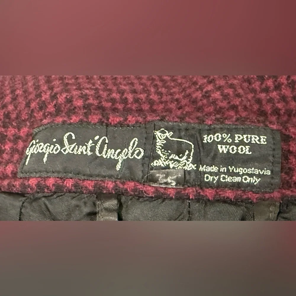 Vintage Giorgio Sant'Angelo Wool Skirt Houndstooth Red & Black/size 6